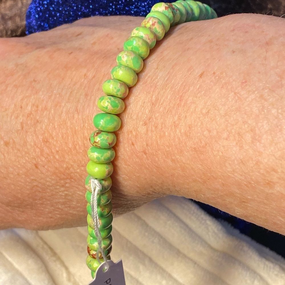 NWT 🦜 GENUINE EMPEROR TURQUOISE PARAKEET GREEN UNIQUE HEMATITE CLOSURE STRETCH - Picture 6 of 15